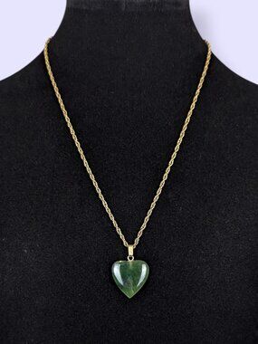 V. Nephrite Jade Heart Pendant Necklace